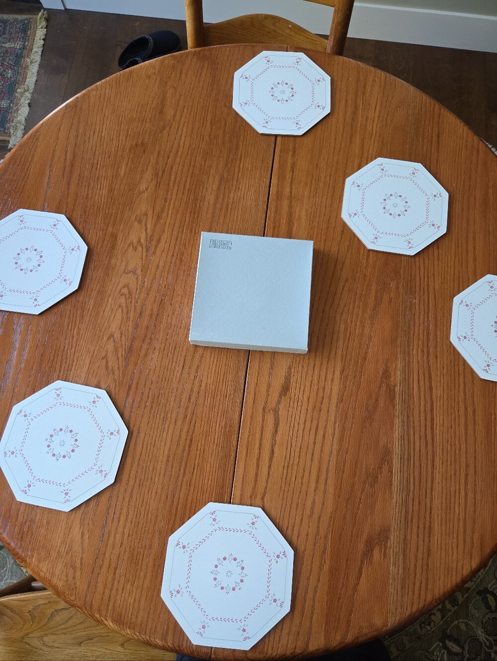 Johnson Brothers Octagonal Floral Paper Coasters - White with Pink Pattern (Set)
